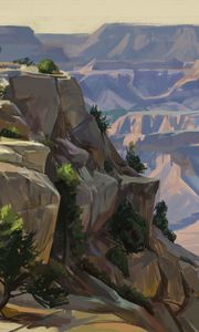 Preview wallpaper mountains, rocks, canyon, landscape, art