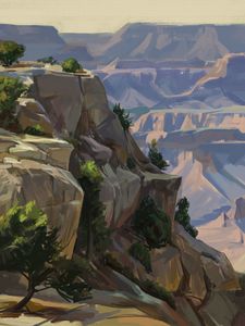 Preview wallpaper mountains, rocks, canyon, landscape, art