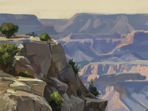 Preview wallpaper mountains, rocks, canyon, landscape, art