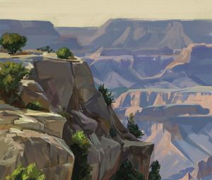 Preview wallpaper mountains, rocks, canyon, landscape, art