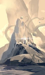 Preview wallpaper mountains, rocks, circles, fantasy, art