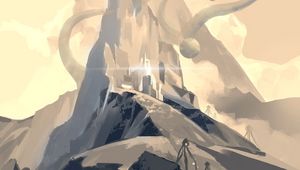 Preview wallpaper mountains, rocks, circles, fantasy, art