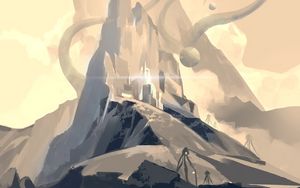 Preview wallpaper mountains, rocks, circles, fantasy, art