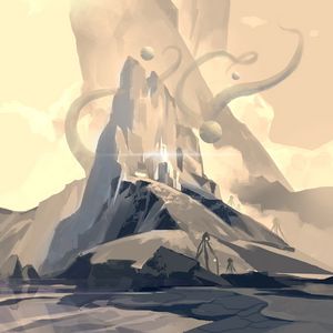 Preview wallpaper mountains, rocks, circles, fantasy, art
