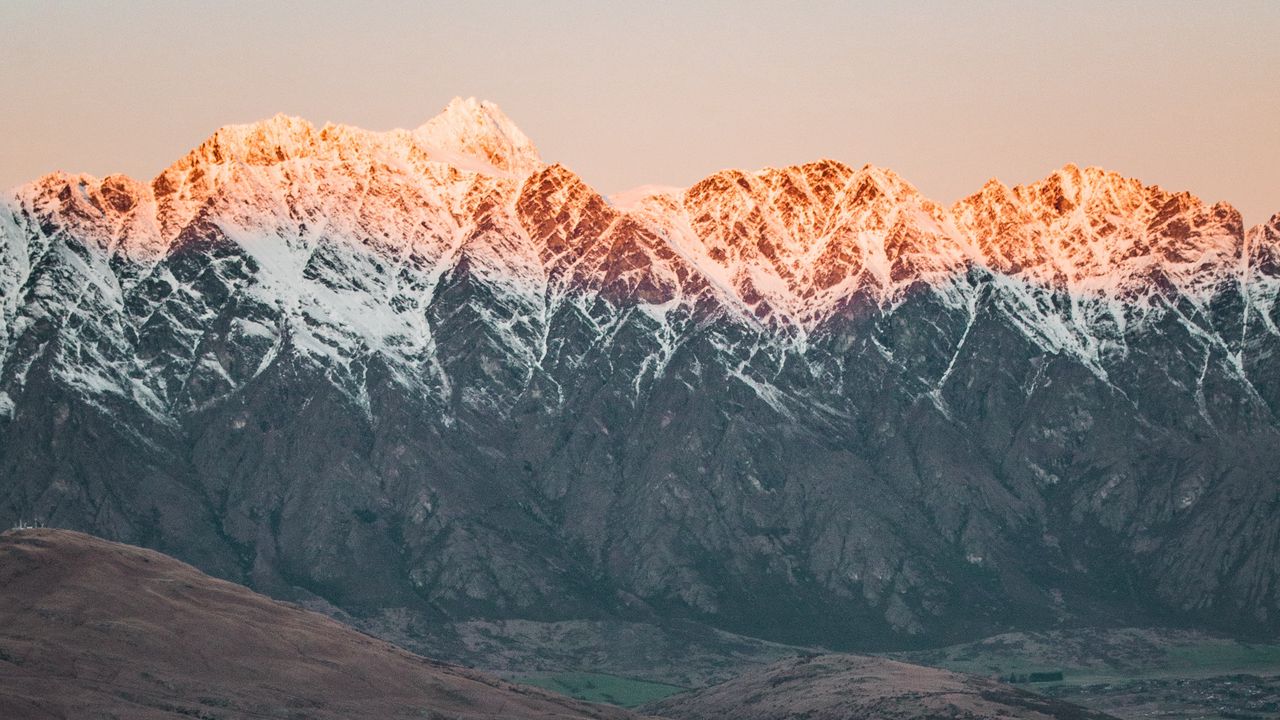 Wallpaper mountains, rocks, city, snow, snowy