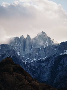 Preview wallpaper mountains, rocks, clouds, sky, mountain landscape