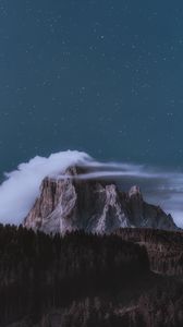 Preview wallpaper mountains, rocks, clouds, trees, forest