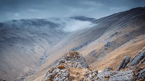 Preview wallpaper mountains, rocks, clouds, valley, landscape