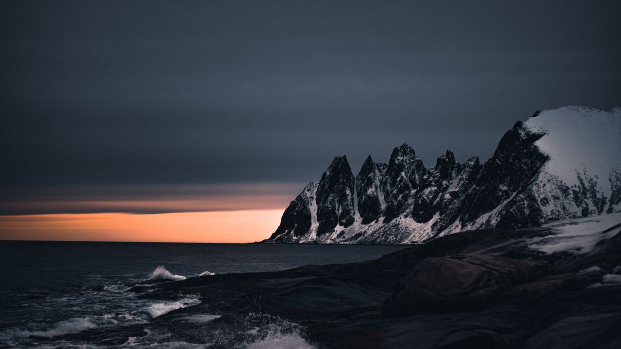Wallpaper mountains, rocks, coast, waves, stones