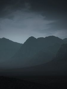 Preview wallpaper mountains, rocks, evening, fog