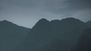 Preview wallpaper mountains, rocks, evening, fog