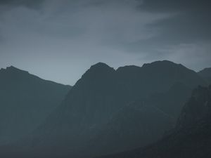 Preview wallpaper mountains, rocks, evening, fog