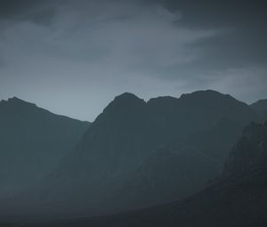 Preview wallpaper mountains, rocks, evening, fog