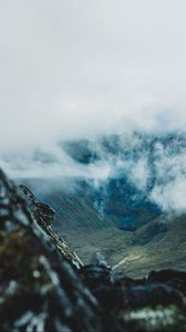 Preview wallpaper mountains, rocks, fog, distance