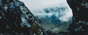 Preview wallpaper mountains, rocks, fog, distance