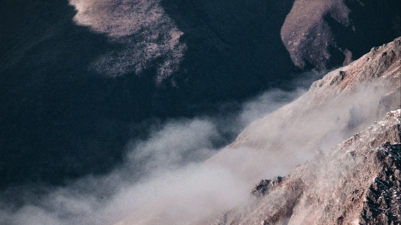 Wallpaper mountains, rocks, fog, clouds, slope