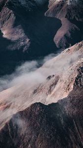 Preview wallpaper mountains, rocks, fog, clouds, slope