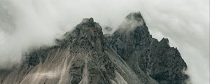Preview wallpaper mountains, rocks, fog, cloud, grass