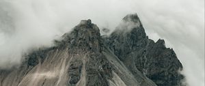 Preview wallpaper mountains, rocks, fog, cloud, grass