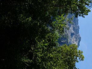 Preview wallpaper mountains, rocks, forest, trees, nature, summer