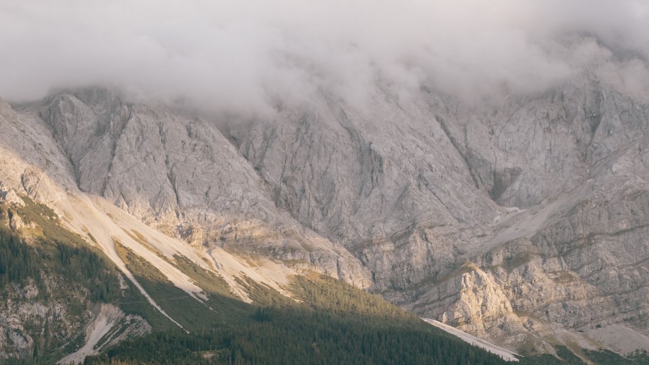 Wallpaper mountains, rocks, forest, trees, fog