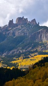 Preview wallpaper mountains, rocks, forest, autumn, trees