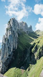 Preview wallpaper mountains, rocks, gorge, slope, greenery