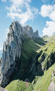 Preview wallpaper mountains, rocks, gorge, slope, greenery