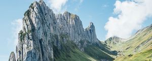 Preview wallpaper mountains, rocks, gorge, slope, greenery