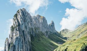 Preview wallpaper mountains, rocks, gorge, slope, greenery