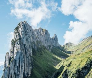 Preview wallpaper mountains, rocks, gorge, slope, greenery