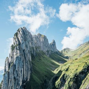 Preview wallpaper mountains, rocks, gorge, slope, greenery