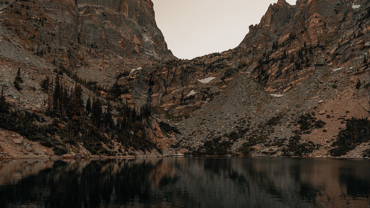 Wallpaper mountains, rocks, lake, shore, landscape