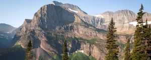 Preview wallpaper mountains, rocks, lake, spruce, sky