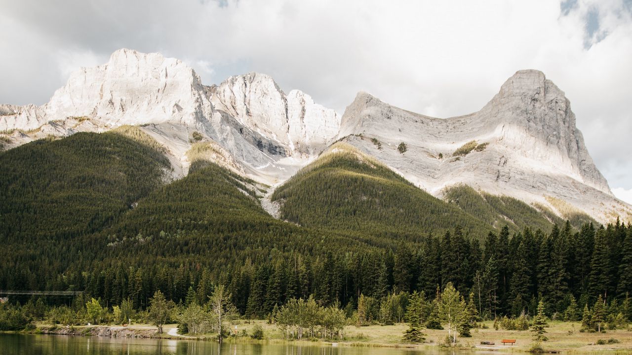 Wallpaper mountains, rocks, lake, forest, trees
