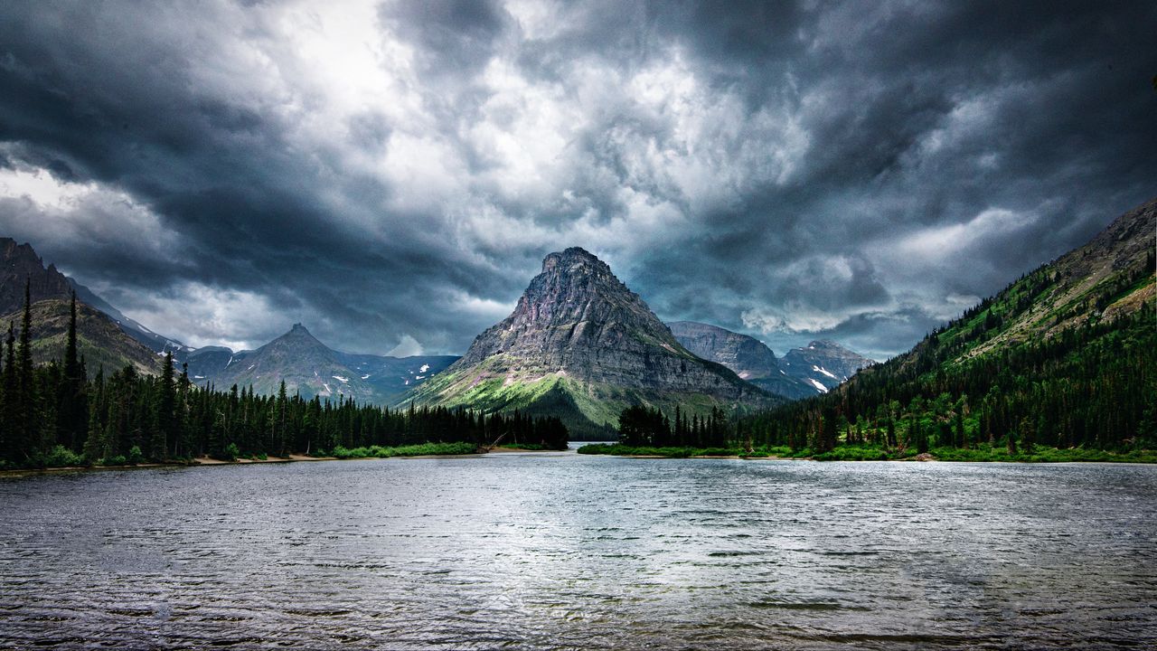 Wallpaper mountains, rocks, lake, trees