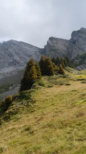 Preview wallpaper mountains, rocks, landscape, trees, slope