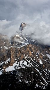 Preview wallpaper mountains, rocks, landscape, clouds, snow, nature