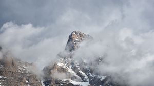 Preview wallpaper mountains, rocks, landscape, clouds, snow, nature
