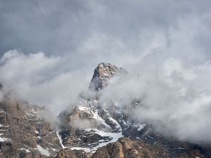 Preview wallpaper mountains, rocks, landscape, clouds, snow, nature