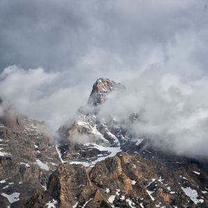 Preview wallpaper mountains, rocks, landscape, clouds, snow, nature