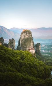 Preview wallpaper mountains, rocks, landscape, valley, town