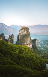 Preview wallpaper mountains, rocks, landscape, valley, town