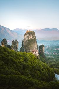 Preview wallpaper mountains, rocks, landscape, valley, town
