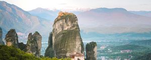 Preview wallpaper mountains, rocks, landscape, valley, town