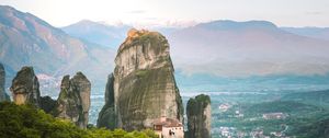 Preview wallpaper mountains, rocks, landscape, valley, town