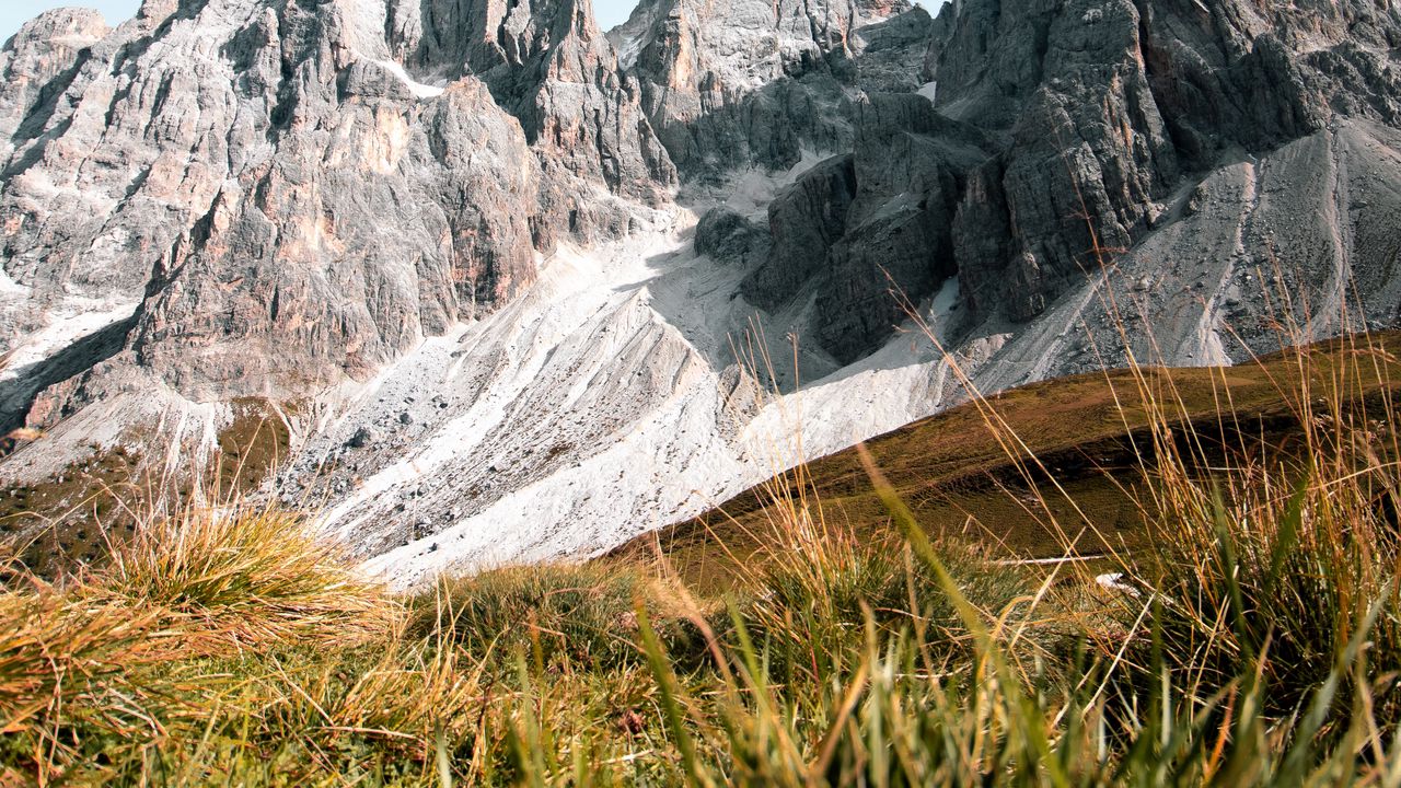 Wallpaper mountains, rocks, lawn, grass, landscape