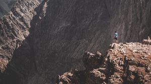 Preview wallpaper mountains, rocks, man, loneliness, nature