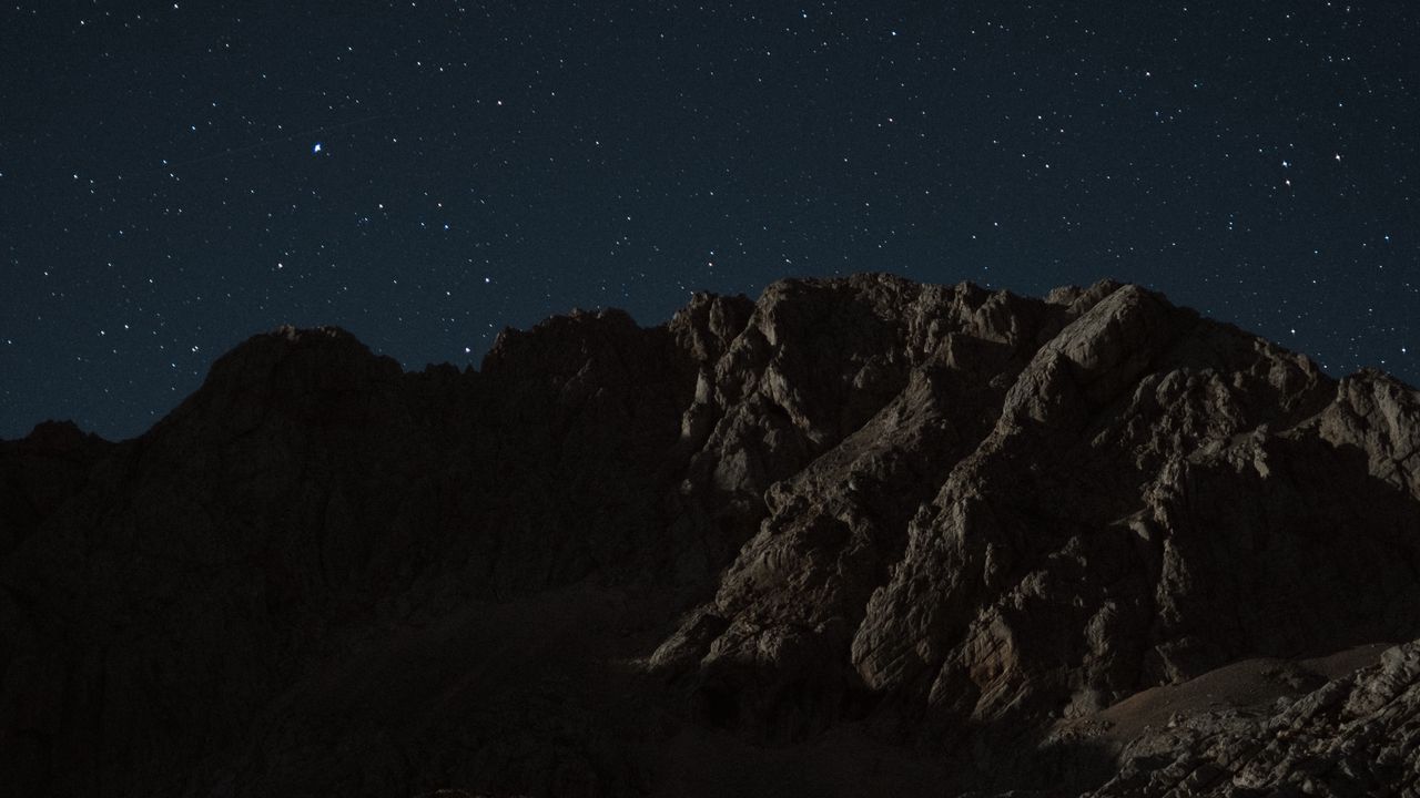 Wallpaper mountains, rocks, night, stars, starry sky