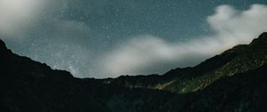 Preview wallpaper mountains, rocks, night, starry sky, stars, clouds